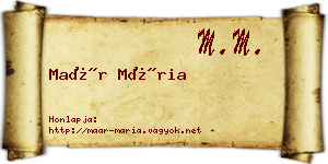 Maár Mária névjegykártya