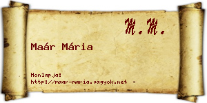 Maár Mária névjegykártya